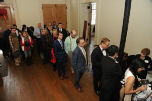 Student Laureates and guests getting badges