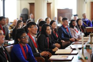 Student Laureates listening to speeches